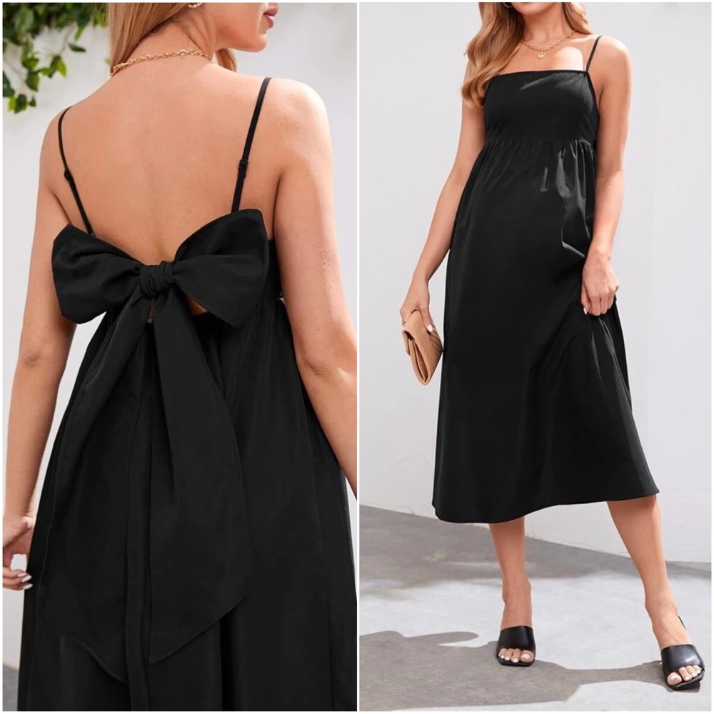 Maternity Ruffle Strap Back Tie Maxi Dress - Picture 2 of 2